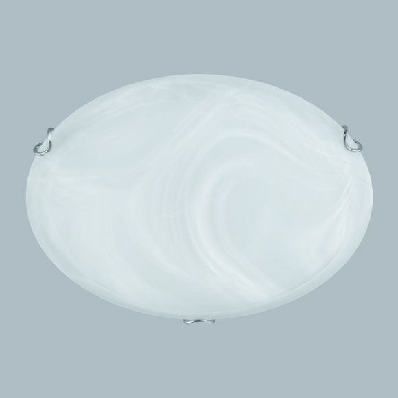 Deckenleuchte Alabasterglas, Klammern Nickel, 30 cm