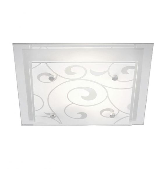 eckige Deckenleuchte aus Glas satiniert quadratisch 2-flammige Deckenlampe klar