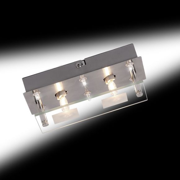 Deckenleuchte, 2-flammig, LED Lichtpunkte, rechteckig, modern, L 19 cm