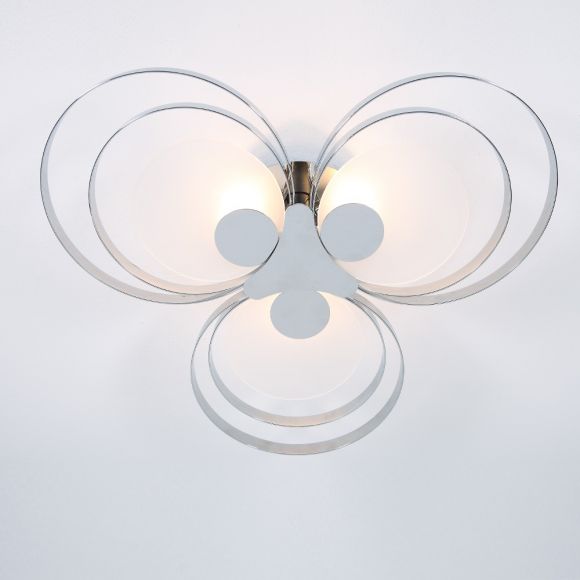 Deckenleuchte, Chrom, indirekt, modern, runde Kreise, D 52,3 cm