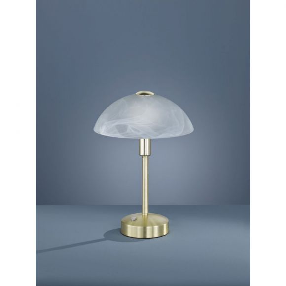 dimmbare LED Tischleuchte mit alabasterfarbigem Glasschirm, gold, Nachttischleuchte, inkl. LED 4W