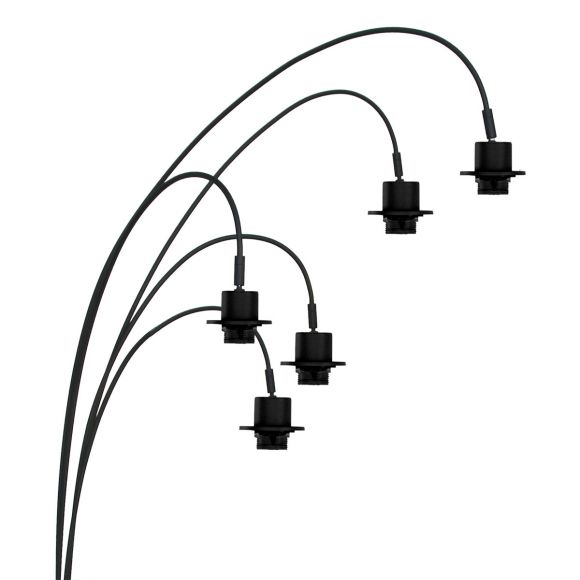 dimmbare und schwenkbare E27 Stehleuchte Bogenstehleuchte schwarz matt 5-flammige Stehlampe mit Drehdimmer 180 cm in 3 Varianten 