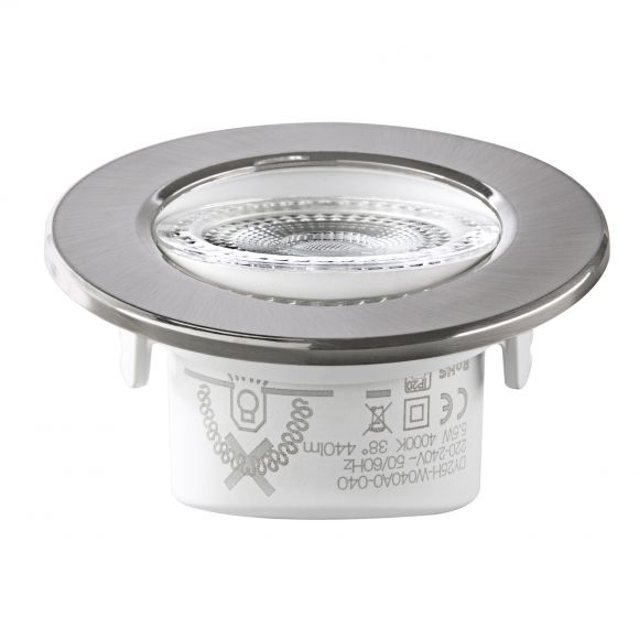 Dimmbarer LED Einbaustrahler silber schwenkbar 38° IP44 - rund ø 8,7 cm