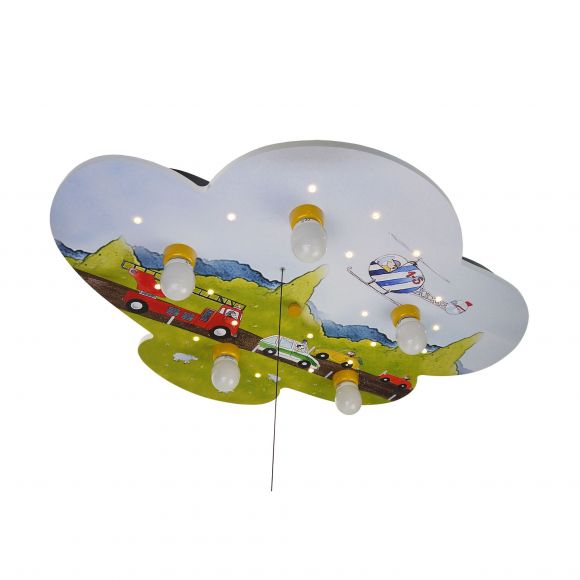 E14 Deckenleuchte Kinderleuchte mit Schlummerlichtfunktion Wolkenform 5-flammige Deckenlampe mit Schalter 74 x 57 x 7 cm Aliens