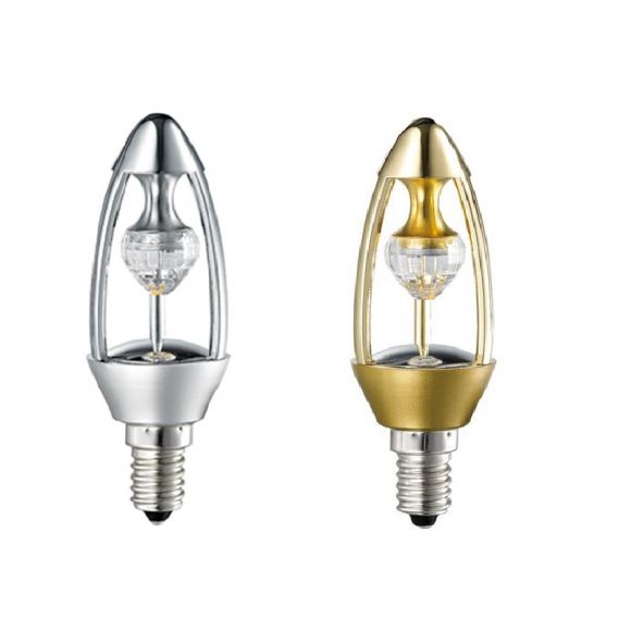 E14 LED-Kerzenlampe Crystal silber oder gold, 5 W, dimmbar 