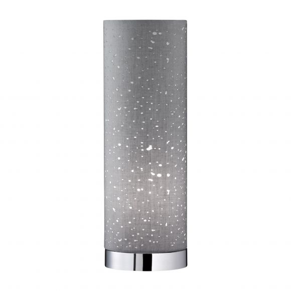 E14 Tischleuchte mit Stoffschirm und Sternenhimmel-Optik Säulen Tischlampe grau mit Schalter ø 10 cm 25 cm