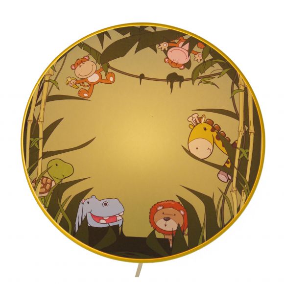 E14 Wandleuchten bruchfeste Kinderleuchte runde Wandlampe mit Schalter 25 x 8 cm gelb Dschungel Wilde Tiere