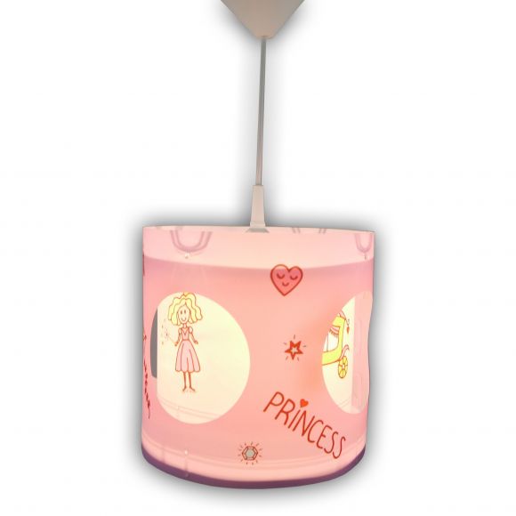 E27 Dreh-Pendelleuchte Kinderleuchte runde Hängelampe rosa 25 x 27 cm Prinzessin