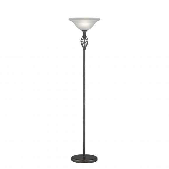 E27 Stehleuchte mit Alabaster Glasschirm im Landhaus-Stil Stehlampe weiß schwarz antik mit Schalter ø 40 cm x 180 cm