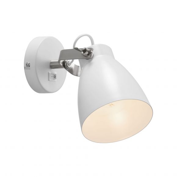 E27 Wandleuchte Industrial-Style Wandlampe Weiss mit Schalter ø 12 cm 