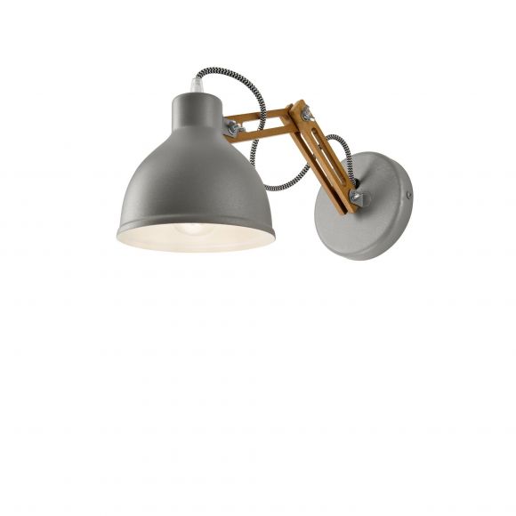 E27 Wandleuchte Strahler mit beweglichen Holzgestell skandinavische Wandlampe grau 35 x 25 cm