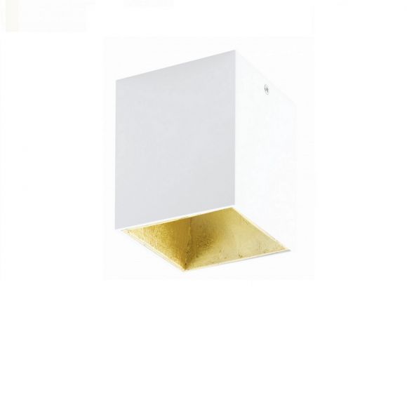 Eckige LED-Deckenleuchte in Weiß, innen gold