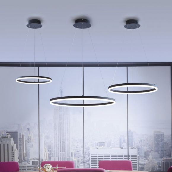 Edle LED Ring Pendelleuchte, rund aus Metall & Acryl, Simply Dim Funktion, D 40cm, sehr hell