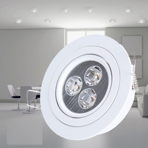 Einbauleuchte, weiß, inkl. LED 3x1 Watt neutralweiß, rund, schwenkbar 