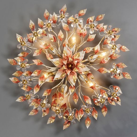 Florentiner Deckenleuchte - Farbe Pompej - Bleikristallblüten
