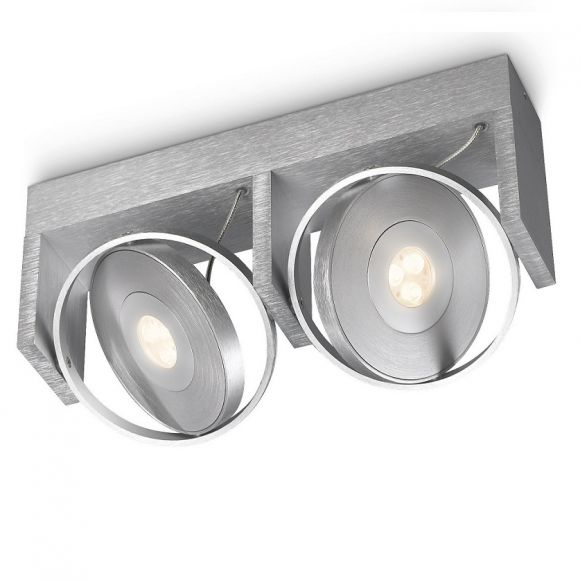 Funktionelle LED-Deckenleuchte - 2-flammig - Aluminium - Schwenkbare Spots