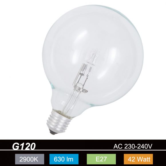 G120 Globe,  E27, klar, 42 Watt