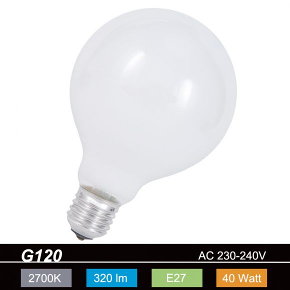 G120, Globe 40 Watt, opal weiß, stoßfest