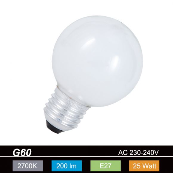 G60 Globe 60mm E27 opal weiß 25W