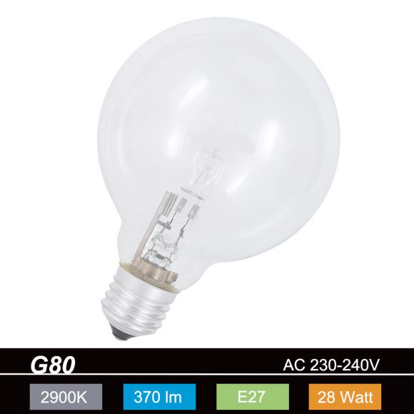 G80 Globe, E27, klar, 28 Watt