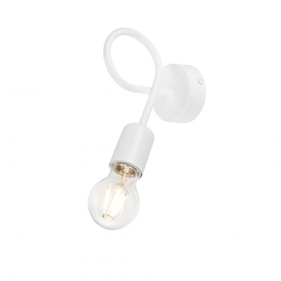 Geschwungene E27 Wandleuchte industriale Wandlampe weiß 8 x 18 cm