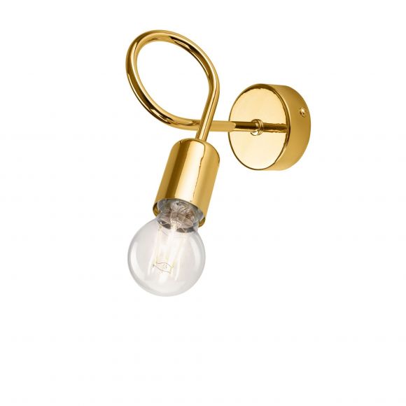 Geschwungene E27 Wandleuchte vergoldet industrial Wandlampe gold 8 x 18 cm