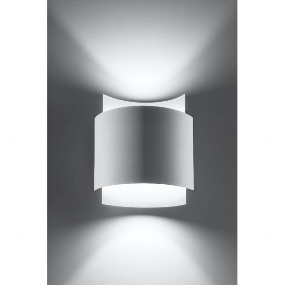halbrunde Up- and Downlight Wandleuchte aus Stahl Wandlampe weiß 23 x 22 x 11 cm
