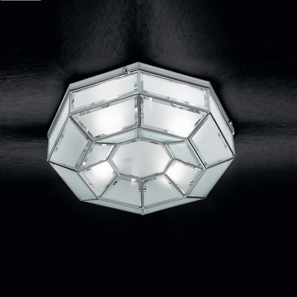 handgefertigte Deckenleuchte mit hochwertigem Kristallglas, Ø 35,5cm in drei edlen Oberflächen wählbar