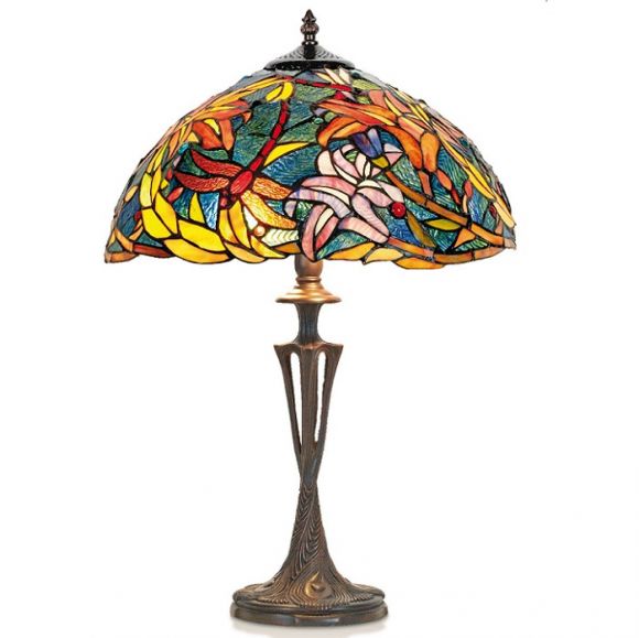 handgefertigte Hockerleuchte im Tiffany-Stil, stimmungsvolle Farben, Höhe 60cm