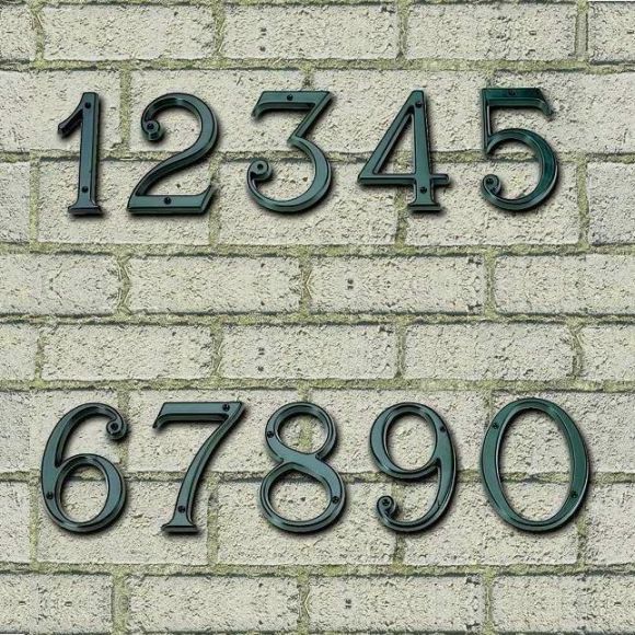 Hausnummer der Ziffern von 0 bis 9 - dunkelgrün