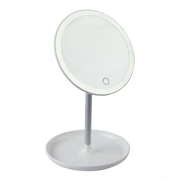 höhenverstellbare runde LED Spiegelleuchte aus Spiegel beweglich mit USB Ladekabel inkl. Akku Schalter ø 162 cm