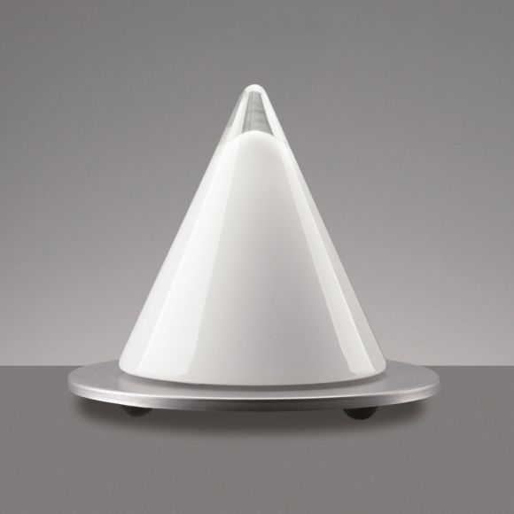 Kegelförmige Tischleuchte mit glänzendem Opalglas - Höhe 14,5cm
