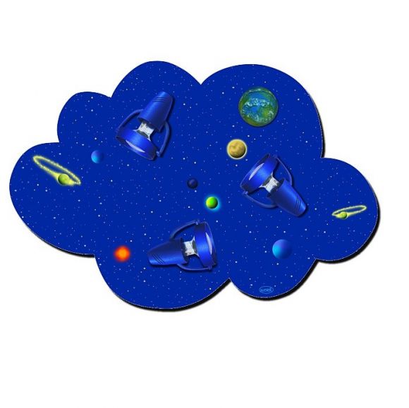 Kinder-Deckenlampe Wolke Weltall, mit 3 Strahlern