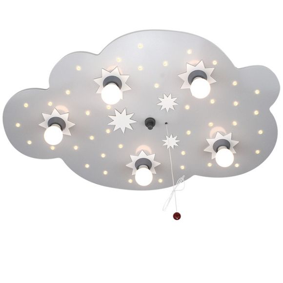 Kinderdeckenleuchte XL-Wolke in silber, Sternenhimmelfunktion