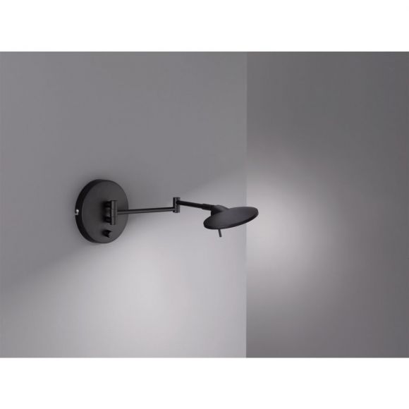 klassische LED Wandleuchte mit schwenkbarem Arm, stufenlos dimmbar, schwarz, inkl. LED 8W