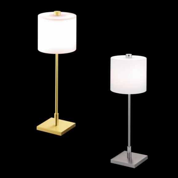 Knapstein LED-Tischleuchte mit eckigem Fuß, Opalglas, H33cm, Messing-matt