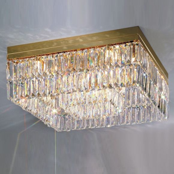Kolarz Kristall-Deckenleuchte Prisma Stretta 24-Karat Gold