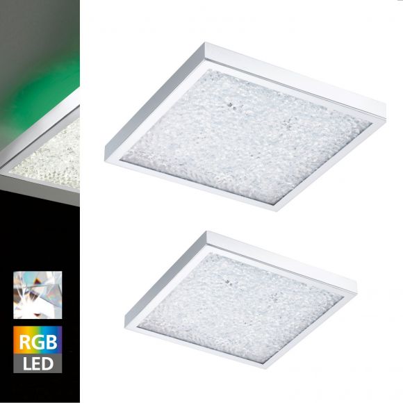 Kristall-Deckenleuchte mit weißen und bunten LEDs - 2 Größenausführungen