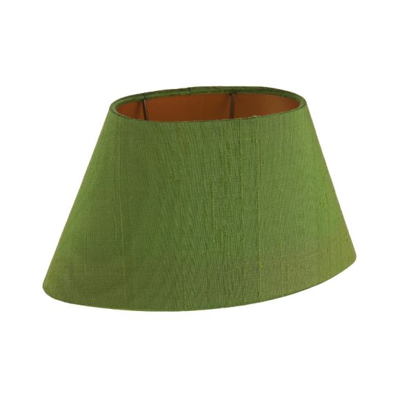 Lampenschirm aus Seide in Grün ovale Form Aufnahme E27 unten