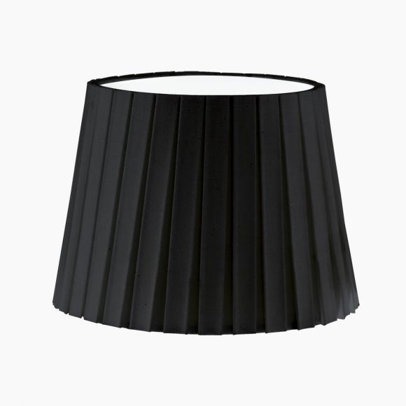 Lampenschirm aus Textilgewebe - Plisse in Schwarz - Höhe 17 cm - Durchmesser 24,5 cm 
