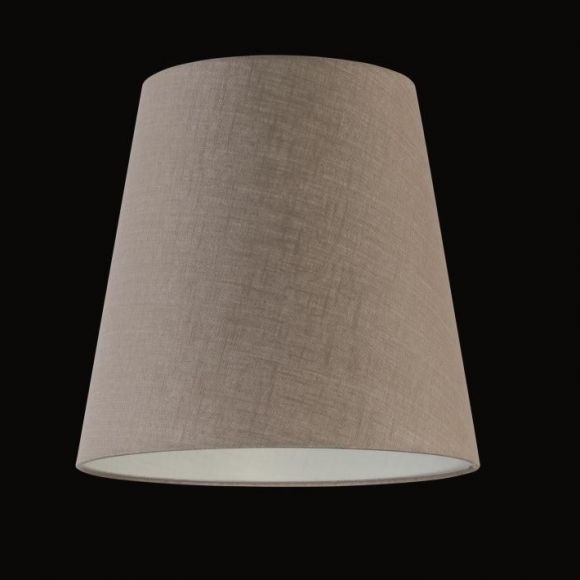 Lampenschirm - Stoffschirm Textilschirm Leinen grau - beige -  34 cm H: 32 cm, Aufnahme E27 oben
