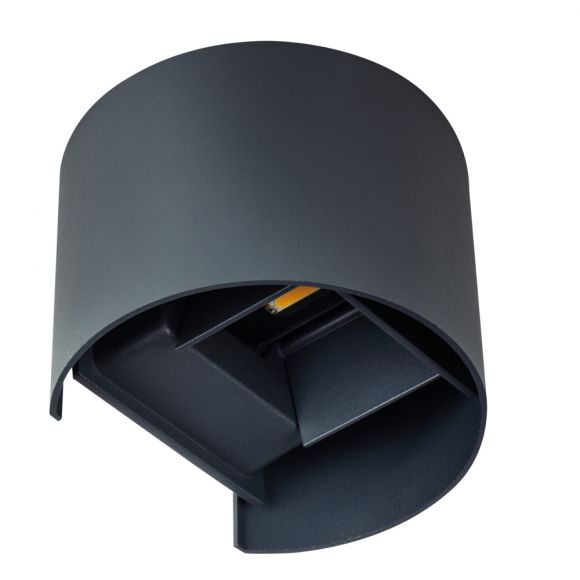 LED Up & Down Wandleuchte IP54, schwarz, Aluminium, lenkbarer Lichtstrahl, innen & aussen, halbrund
