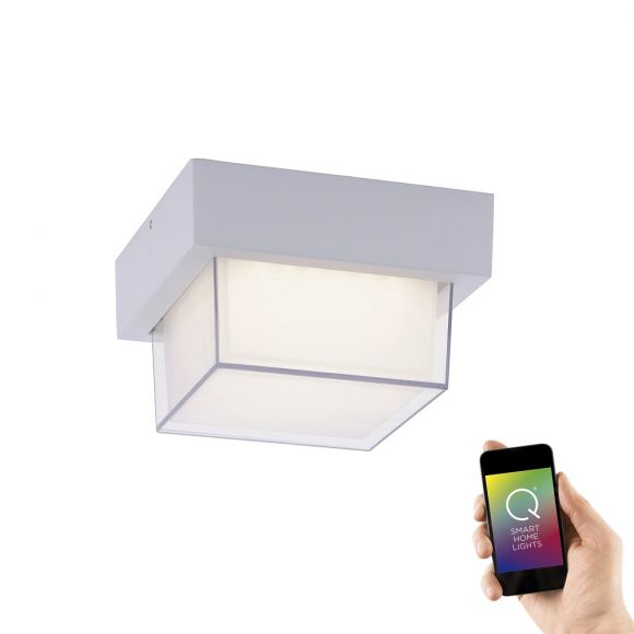 LED Außendeckenleuchte, Q®, Smart Home, ZigBee, weiß, eckig