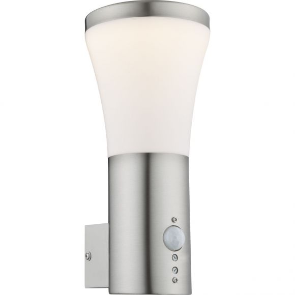 LED Außenwandleuchte mit Bewegungsmelder zylindrische Außenwandlampe aus Edelstahl opal Zylinder IP44 warmweißes
