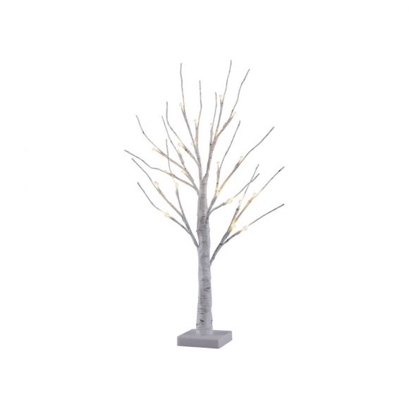 LED Birkenbaum 60 cm aus Eisen mit 24 Leuchtmitteln, Dekoleuchte mit Schalter IP44, batteriebetrieben