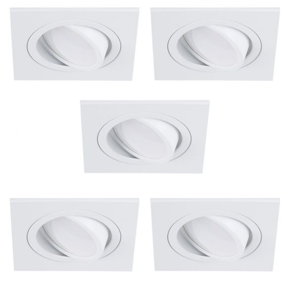 LED Decken-Einbaustrahler 5- er Set, Weiß, eckig. inkl.5 W LED