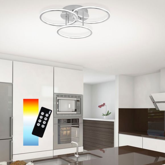 LED Deckenleuchte mit drei Ringen, Smart Home, Q®-Nevio, ZigBee, Alexa tauglich, dimmbar inkl. Fernbedienung