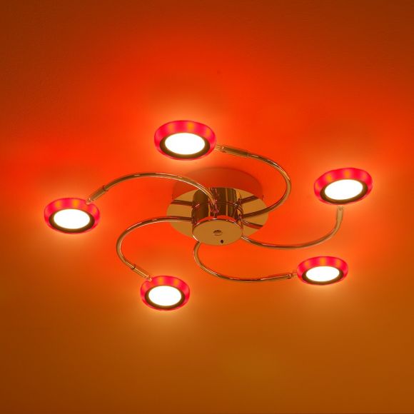 LED Deckenleuchte mit Fernbedienung und RGB, 5-flammig