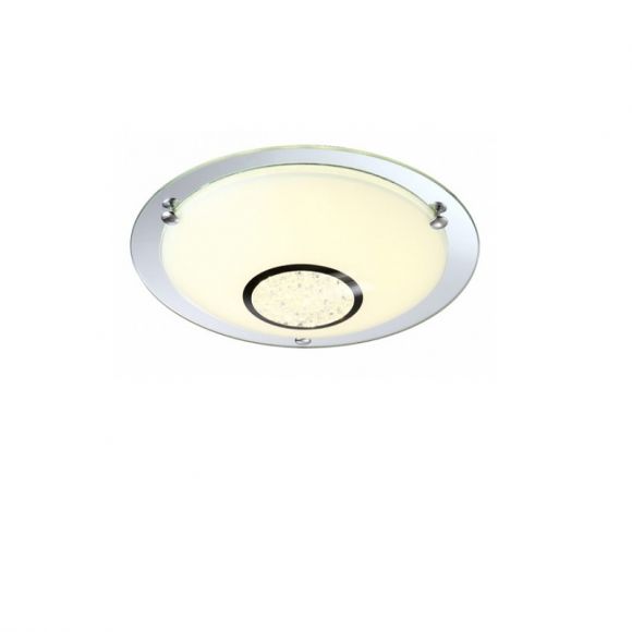 LED Deckenleuchte in Opal- und Spiegelglas-Kristall  - Ø 31,5cm inklusive LED-Taschenlampe