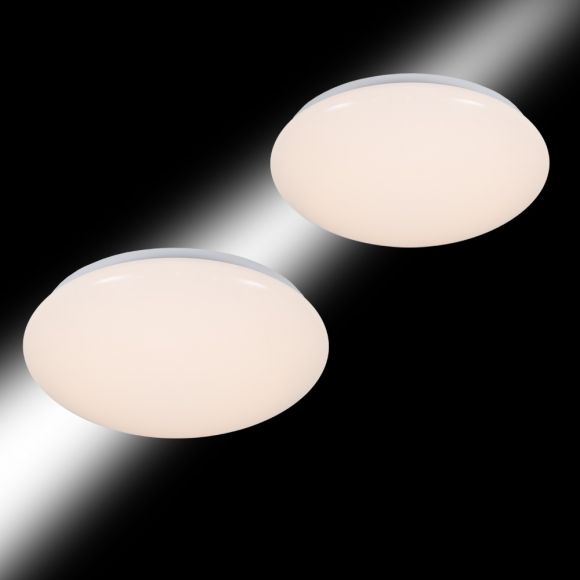 LED Deckenleuchte, rund, Weiß, schlicht, schalterdimmfähig, 2 Größen